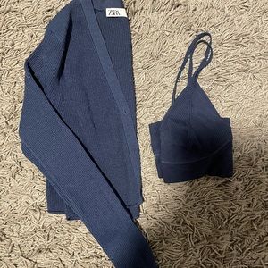 Zara knit bralette & cardigan